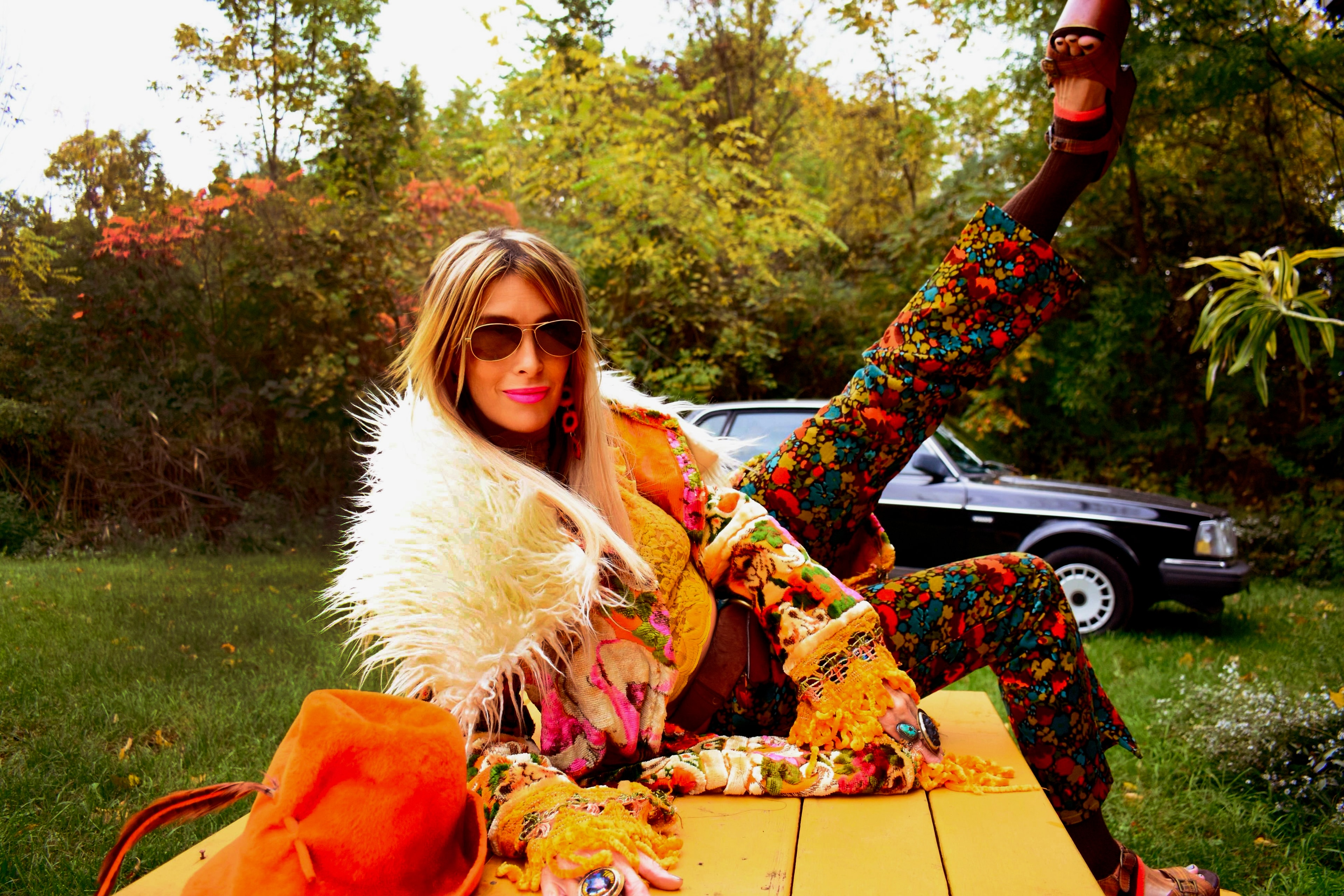 Michelle DaRin on picnic table