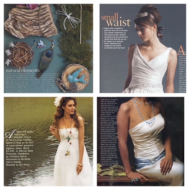 Michelle DaRin necklaces and bracelets featured across multiple bridal editorial spreads
