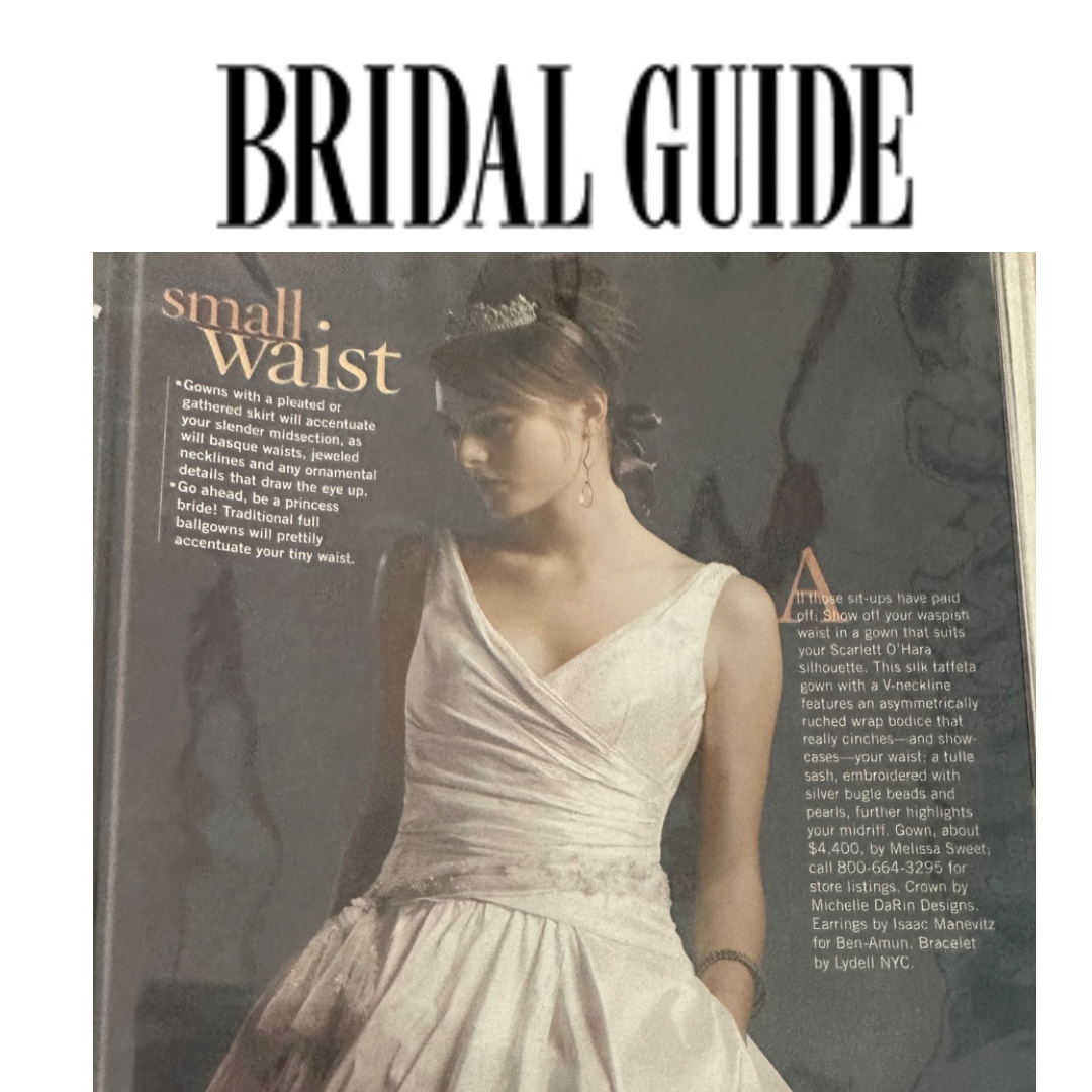 Michelle DaRin Designs crown featured in Bridal Guide magazine editorial