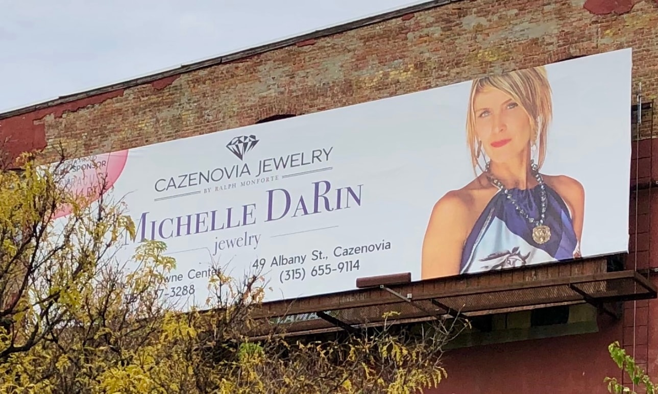 Michelle DaRin featured on Cazenovia Jewelry billboard