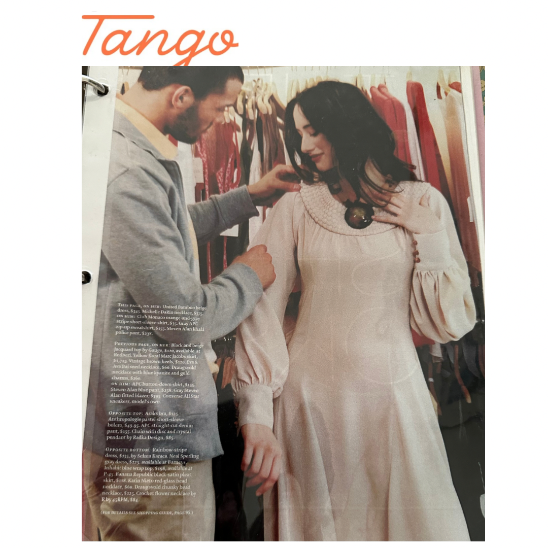 Michelle DaRin necklace featured in Tango Magazine fashion spread